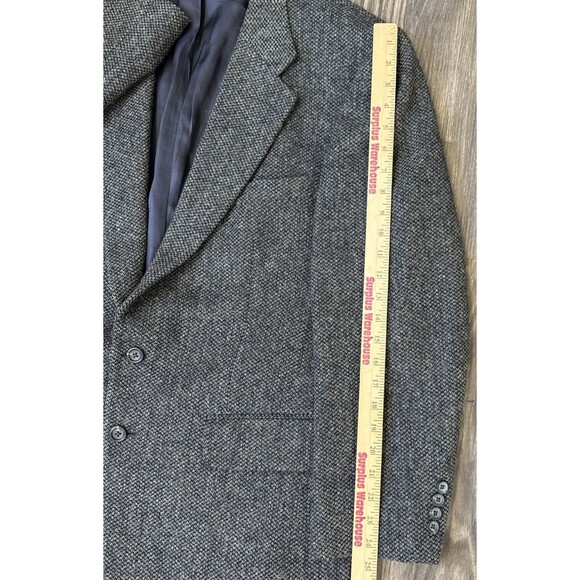 VTG LANDS END Authentic Men’s Harris Tweed Wool Sport Coat 44R Houndstooth Lined - Picture 7 of 14